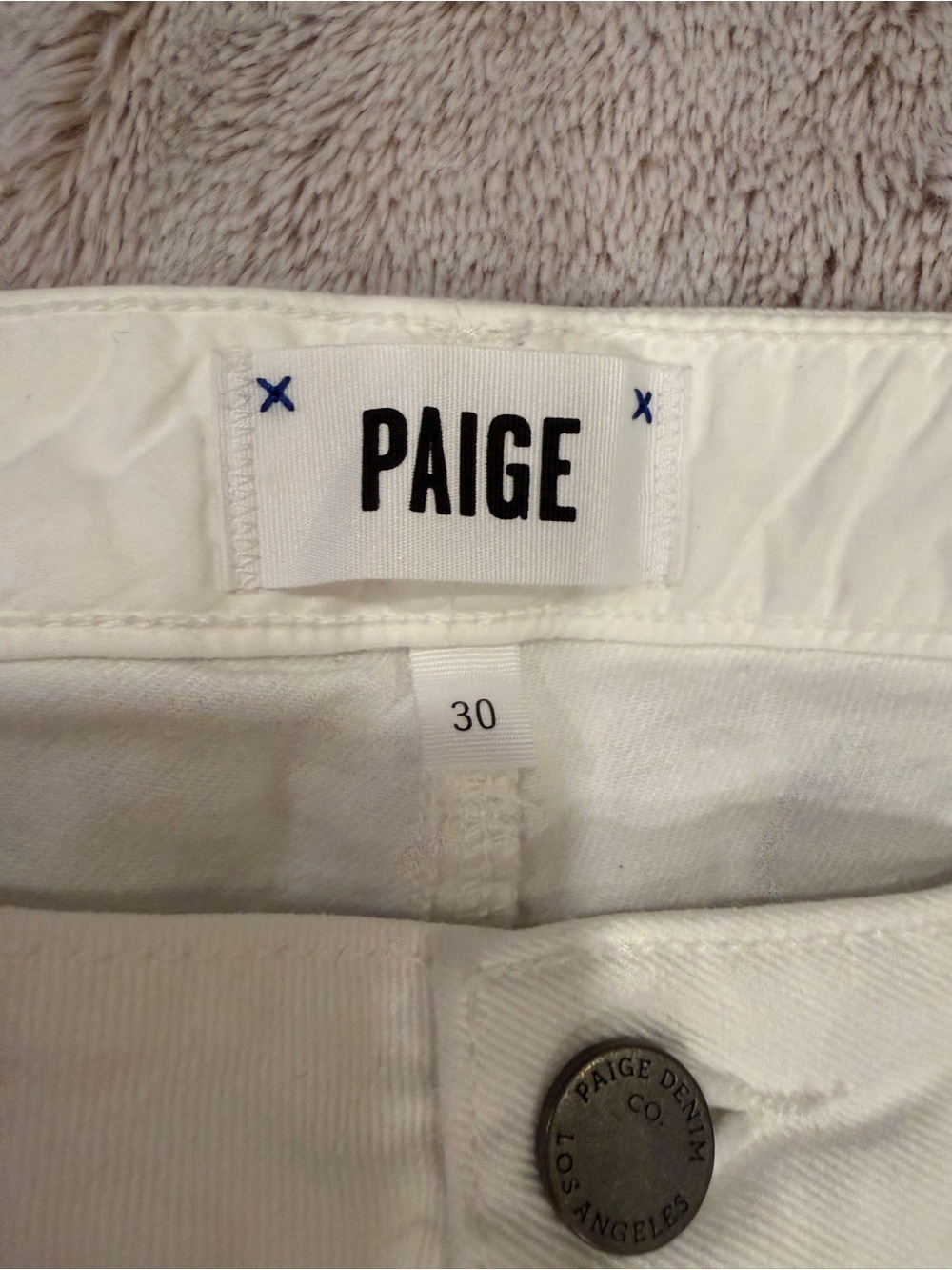 PAIGE Clean White Denim shorts with Branded Hardware